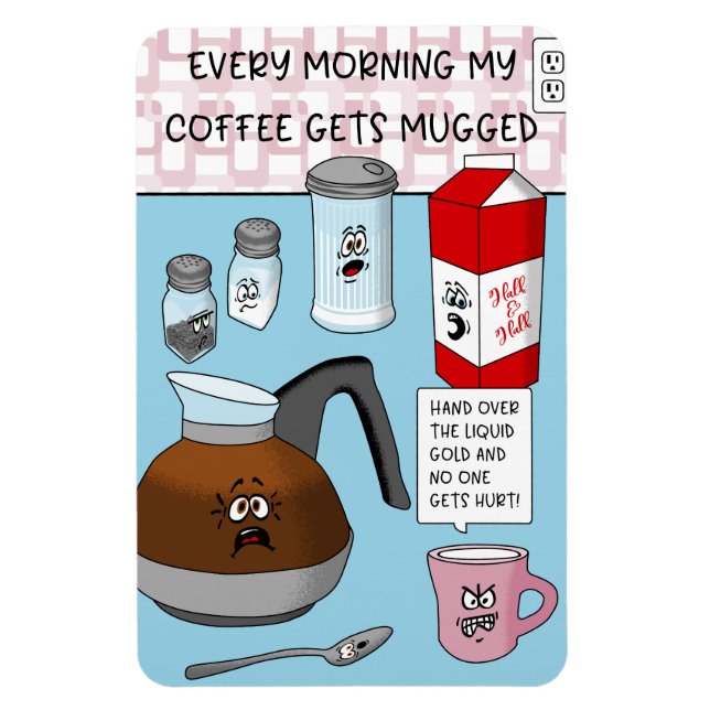 Funny Cartoon Coffee Pun Magnet (Vertical)