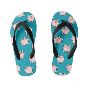 Funny Cartoon Comics Pig Choose Colour FFlop Kid's Flip Flops