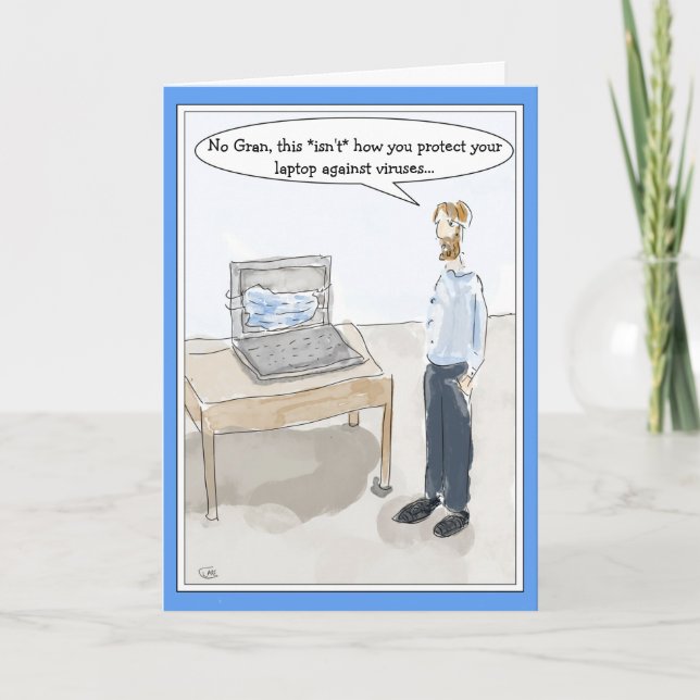 Funny Cartoon Computer Virus Card for Men (Front)