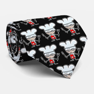 Funny cartoon cook pattern neck tie gift for chef