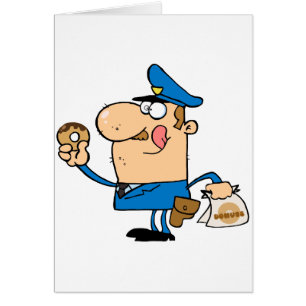 funny cartoon cop eating doughnuts