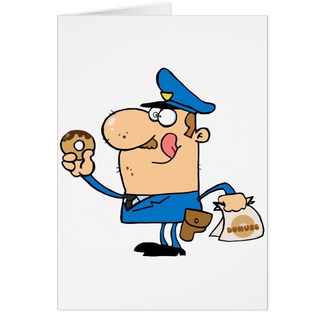 funny cartoon cop eating doughnuts (Front)