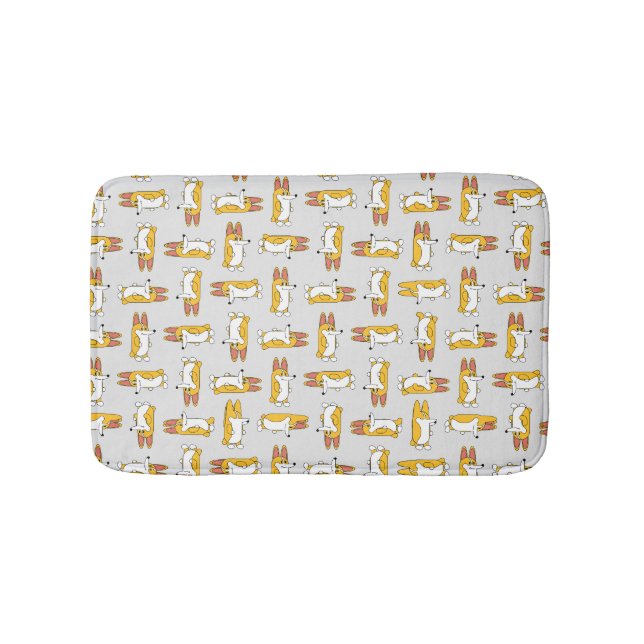 Funny Cartoon Corgi Pattern Bath Mat (Front)