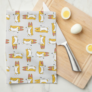 Funny Cartoon Corgi Pattern Kitchen Towel