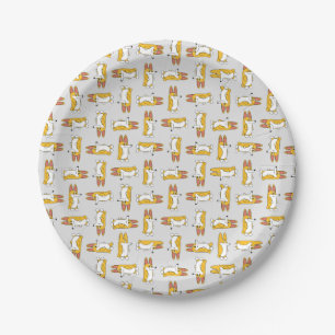 Funny Cartoon Corgi Pattern Paper Plate