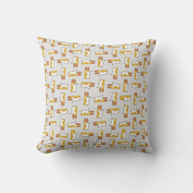 Funny Cartoon Corgi Pattern Throw Pillow (Front)