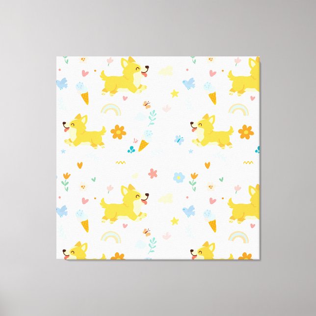 funny cartoon corgis dogs canvas print (Front)