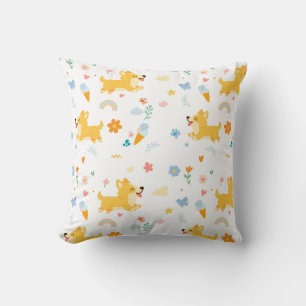 funny cartoon corgis dogs throw pillow