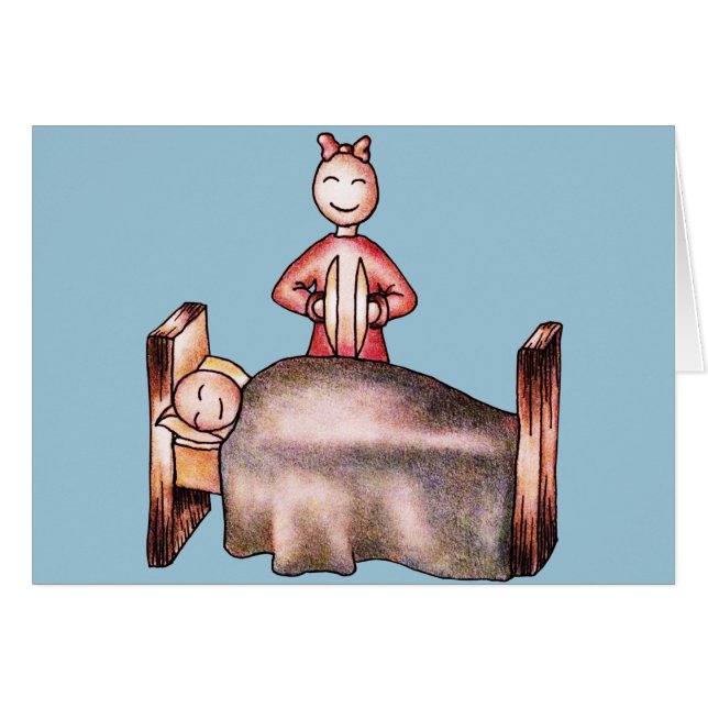 Funny Cartoon Couple Girl Cymbals Boy Sleeping (Front Horizontal)
