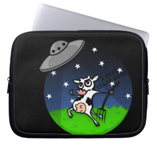 FUNNY CARTOON COW ALIEN ABDUCTION LAPTOP SLEEVE