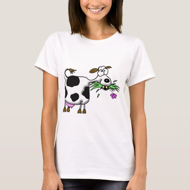 Funny cartoon cow gifts and accessories mad cow T-Shirt (Front)
