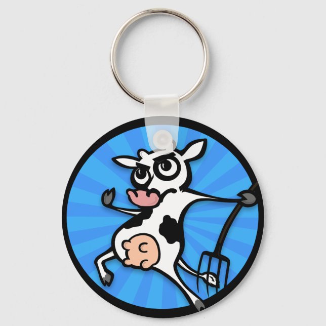 FUNNY CARTOON COW ROUND KEY CHAIN (Front)