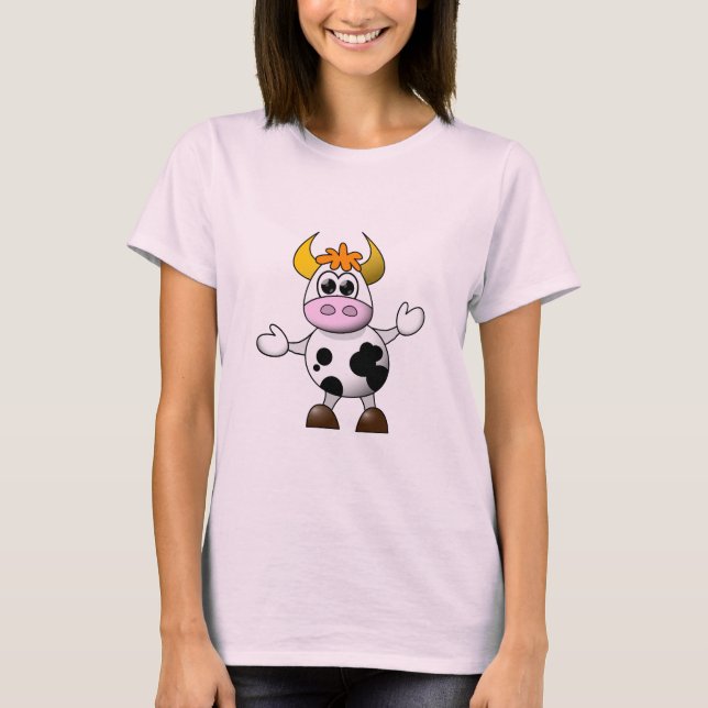 Funny Cartoon Cow T-Shirt (Front)