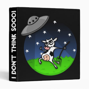 FUNNY CARTOON COW UFO ABDUCTION 3 RING BINDER