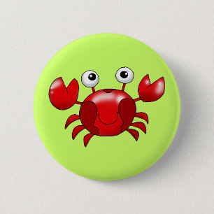 Funny Cartoon Crab Magnet – Ocean Theme 2 Inch Round Button