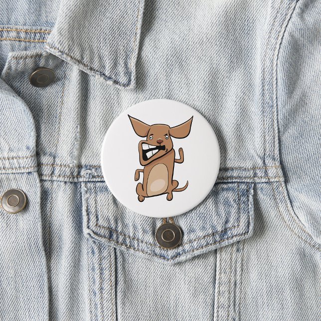 Funny Cartoon Crazy Dog Hilarious Cute Pet  3 Inch Round Button (Creator Uploaded)