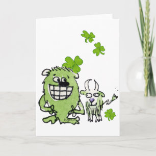 Funny Cartoon Creatures St. Paddys Day Greeting Ca Card