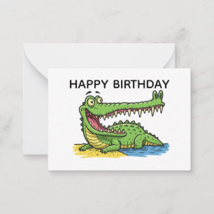 Funny Cartoon Crocodile with Big Smile Birthday Card