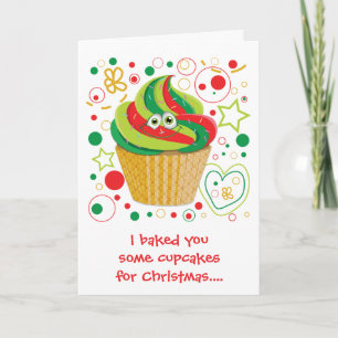 Funny Cartoon Cupcake Christmas Xmas Holiday Card