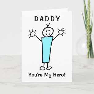 Funny Cartoon Daddy Hero Blue Father's Day Card