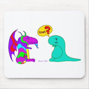 Funny Cartoon Dinos Cute Dinosaur Dragon Rawr? Mouse Pad