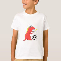 Funny Cartoon Dinosaur Playing Soccer Kids