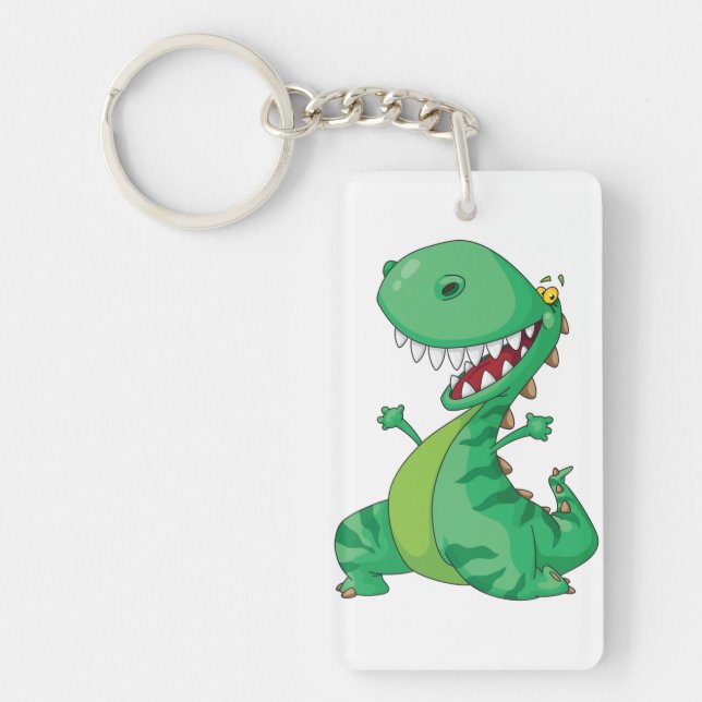 Funny Cartoon Dinosaur Roaring T-Rex Keychain (Front)
