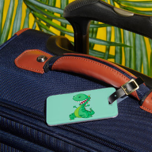 Funny Cartoon Dinosaur Roaring T-Rex Luggage Tag