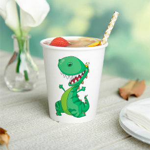 Funny Cartoon Dinosaur Roaring T-Rex Paper Cups
