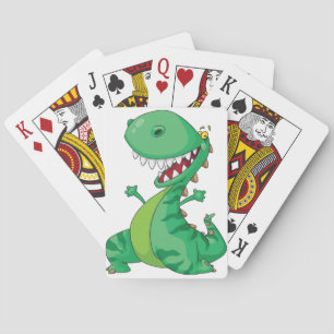 Funny Cartoon Dinosaur Roaring T-Rex Playing Cards