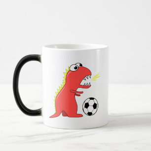 Funny Cartoon Dinosaur Soccer Magic Mug