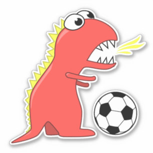 Funny Cartoon Dinosaur Soccer Player