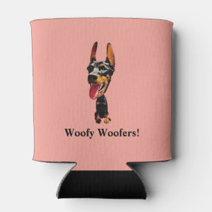 Funny Cartoon Doberman Pinscher Can Cooler