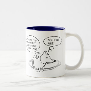 Funny Cartoon Dog Birthday Two-Tone Coffee Mug
