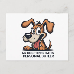 Funny Cartoon Dog Butler Quote Holiday Postcard