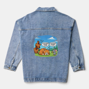 Funny Cartoon Dog, Cat, and Mouse Denim Jacket