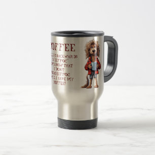 Funny Cartoon Dog Coffee Spelled Backwards Travel Mug