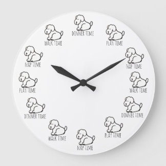 Funny Cartoon Dog Dinner Play Walk Nap Time Clock