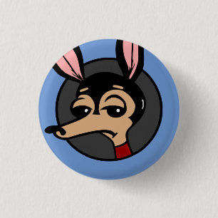 FUNNY CARTOON DOG GRAPHIC ROUND BUTTON