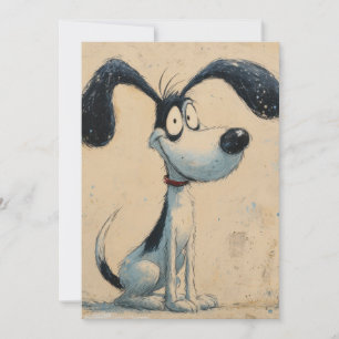Funny Cartoon Dog – Whimsical Cute Dog Art Holiday Card