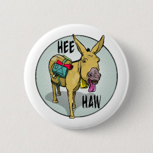 FUNNY CARTOON DONKEY HEE HAW 2 INCH ROUND BUTTON