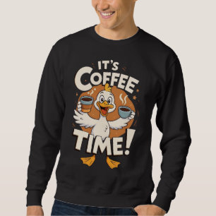 Funny Cartoon Duck Coffee Time Illustration Sweatshirt