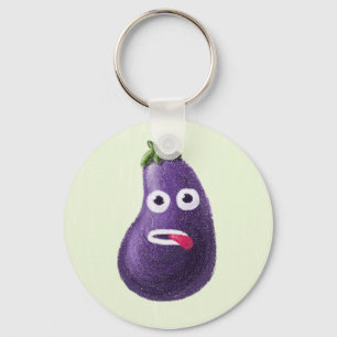 Funny Cartoon Eggplant Keychain