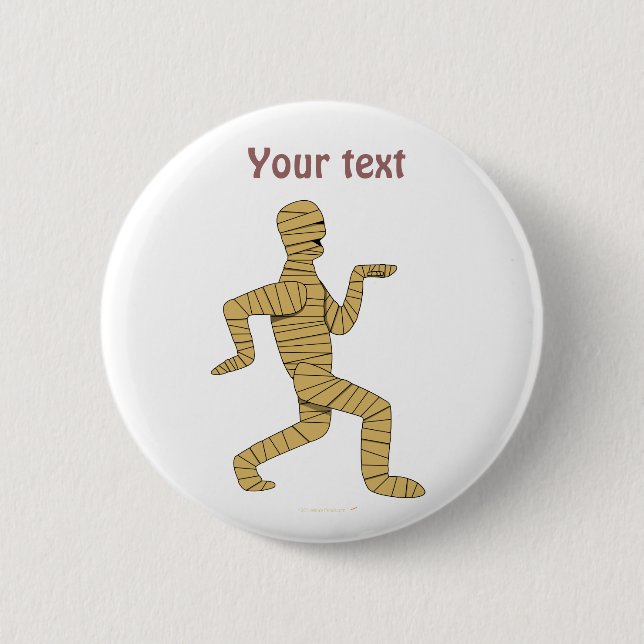 Funny Cartoon Egyptian Mummy Pyramids Custom 2 Inch Round Button (Front)