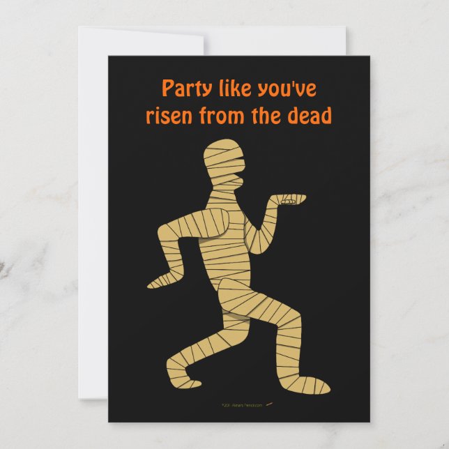 Funny Cartoon Egyptian Mummy Pyramids Custom Invitation (Front)