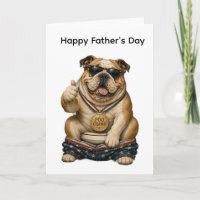 FUNNY CARTOON ENGLISH BULLDOG FATHERS DAY