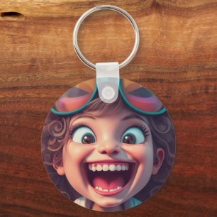 Funny cartoon face keychain