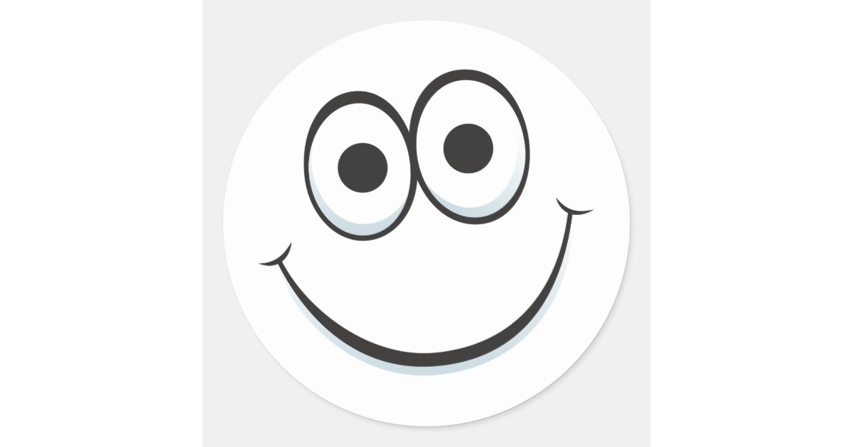  Funny  cartoon  face  with big happy smile stickers  Zazzle ca