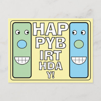 Funny Cartoon Faces Happy Birthday Postcard