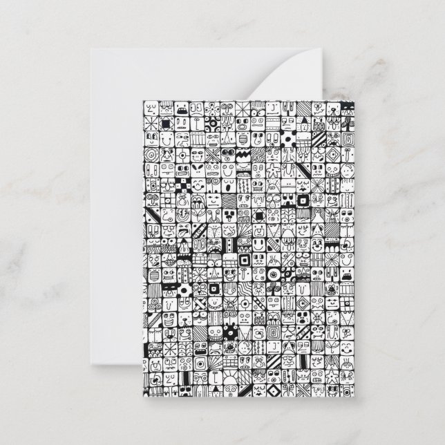 Funny Cartoon Faces Squares Card (Front)